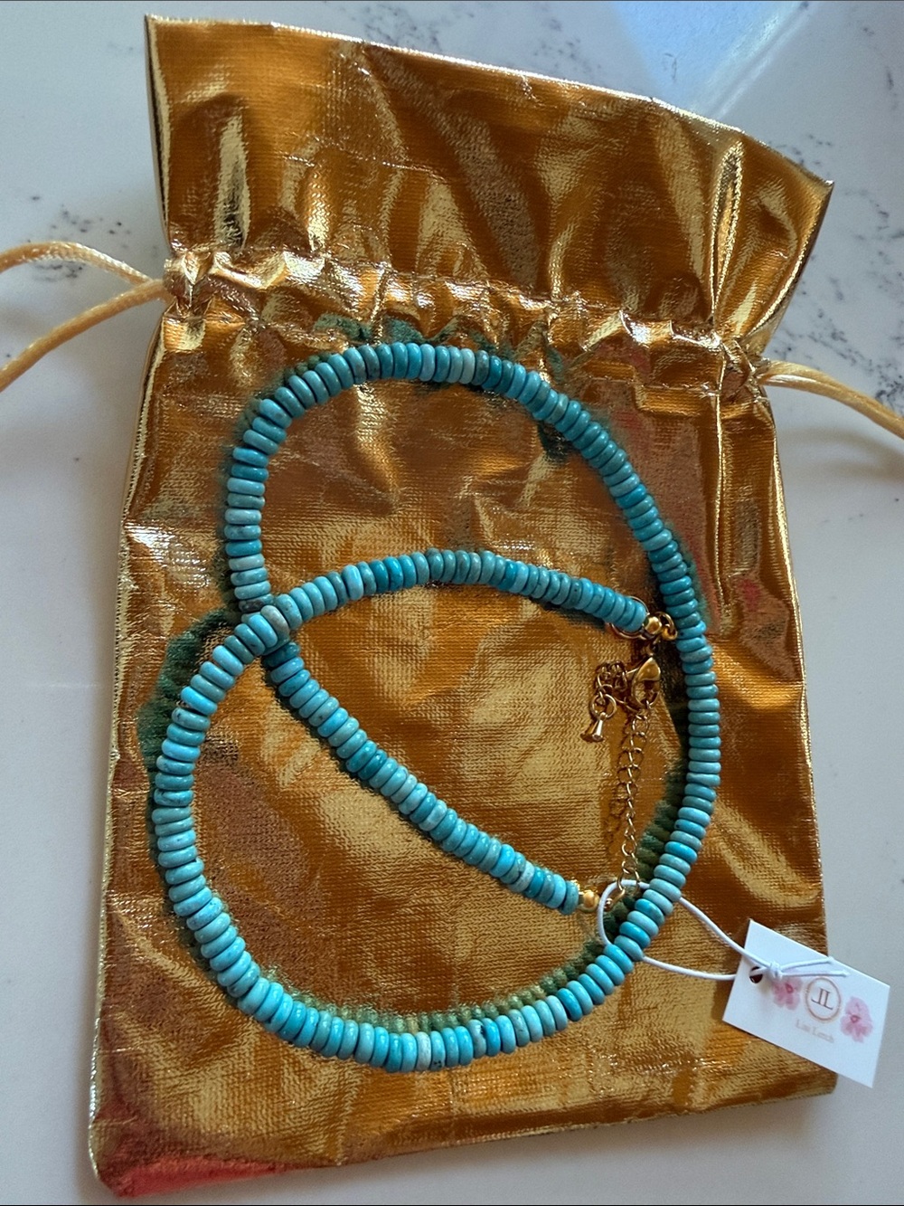 LISI LERCH 8mm Tradd Turquoise Necklace Belle of the Ball Collection NWT - Picture 5 of 6